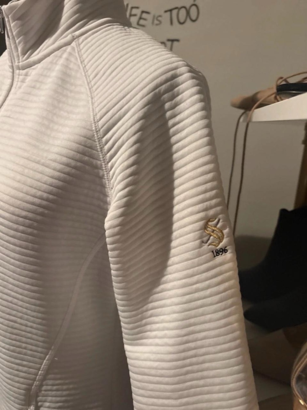 adidas White Ribbed Full-Zip Utility Jacket - Picture 2 of 4